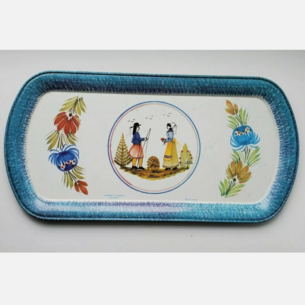 Vintage Massilly France Tin Snack/Serving Tray